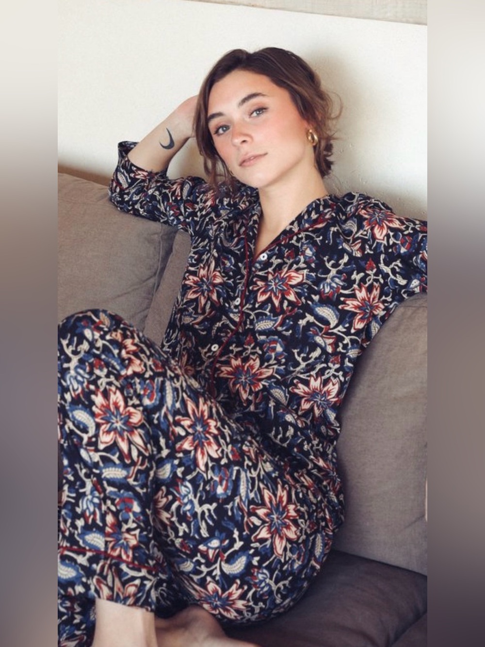 Mille Resort & Travel NWT Rosalind Pajamas Midnight Garden Cotton Sz Large